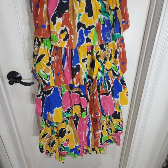 Love The Label Womens Dress Penelope Print Tiered Ruffle Prairie Maxi Anthro S - Picture 8 of 12
